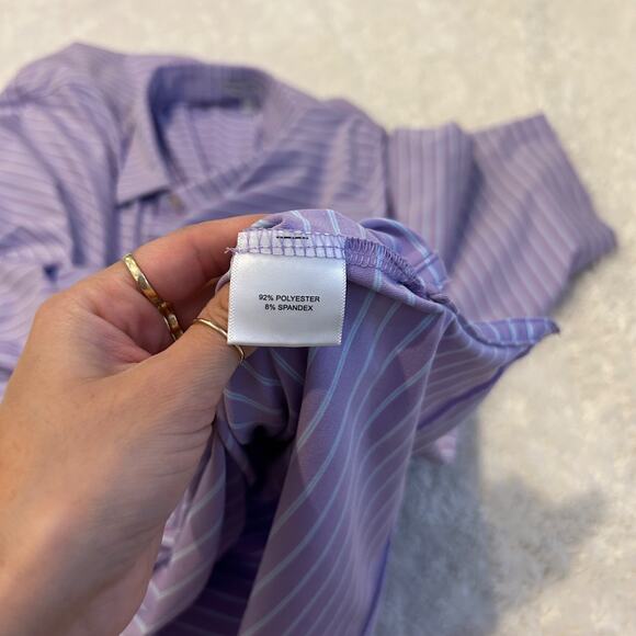 Mens Peter Millar Summer Comfort Golf Polo Shirt Purple/Blue Stripes Sz 2XL - Picture 7 of 7